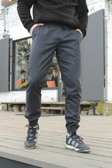 Мужские штаны темно-серые графит стильные джоггеры с манжетом, Графит, S