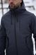 Куртка мужская демисезонная серая с капюшоном Softshell удлиненная, Серый, 3XL