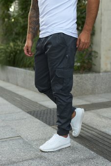Штани чоловічі карго сірі з накладними кишенями стильні котонові штани Baza, Сірий, S