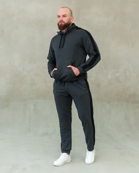 Спортивный костюм мужской антрацит с лампасами двунитка весна осень, Графит, XL