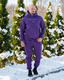 Спортивный костюм на флисе мужской фиолетовый зимний утепленный трехнитка на флисе толстовка штаны, Фиолетовый, XL
