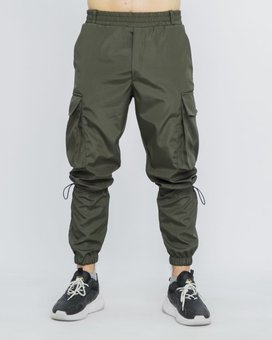 Штаны карго мужские хаки демисезонные стильные штаны на манжете с накладными карманами, Хаки, 2XL