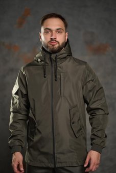 Куртка чоловіча демісезонна хакі весняна вітрівка з капюшоном SoftShell Easy, Хаки, 3XL
