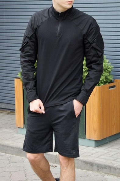 Рубашка мужская черная Убакс защитная с липучками под шевроны Ubacs