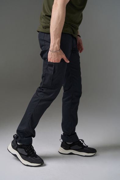 Штаны мужские карго темно-серые с накладными карманами стильные брюки коттоновые Baza, Графит, S