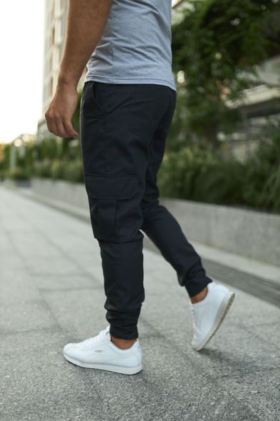 Штани чоловічі карго темно-сірі з накладними кишенями стильні коттонові брюки Baza, Графіт, S