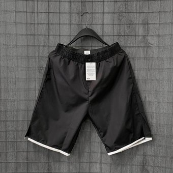 Спортивные шорты мужские черные летние плащевка с белым кантом, Черный
